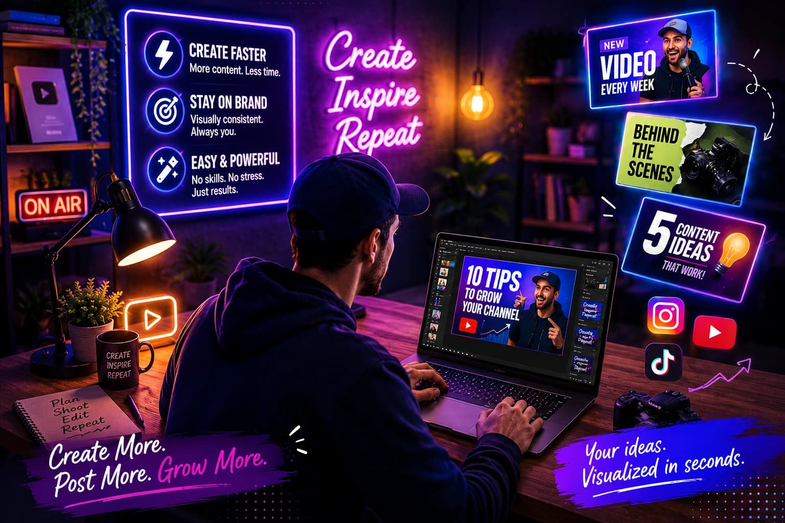 Creator working with a laptop