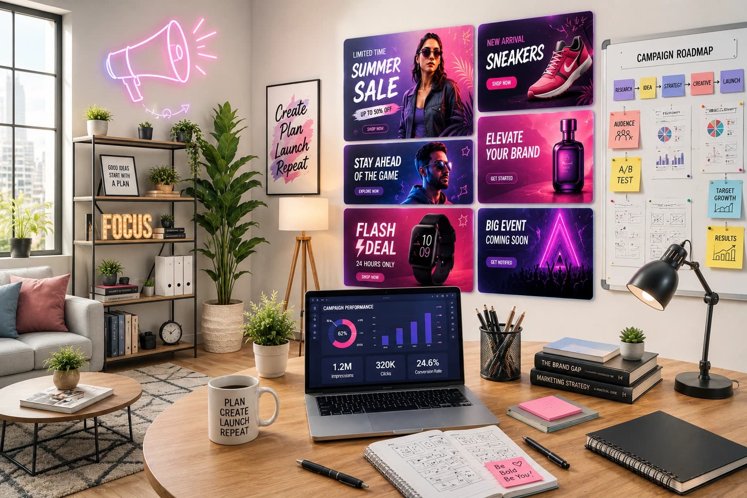 Marketing professional planning campaigns